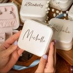 Personalised PU Leather Jewellery Box Organizer with Name Portable Travel Essentials Birthday Wedding Gift for Women