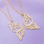 Paire de Colliers d'Amitié Personnalisés avec Prénom Pendentif en Forme de Papillon Cadeau pour Amis Sœur