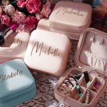 Personalised PU Leather Jewellery Box Organizer with Name Portable Travel Essentials Birthday Wedding Gift for Women