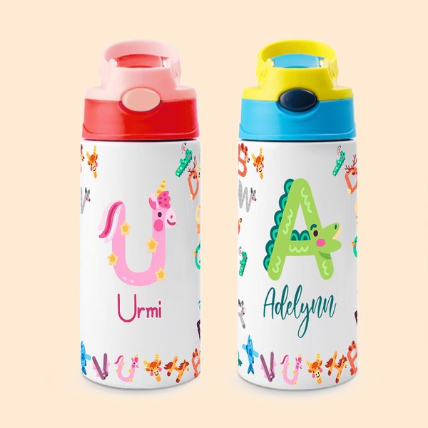 Biberón termo para niños con nombre y alfabeto personalizado a prueba de fugas