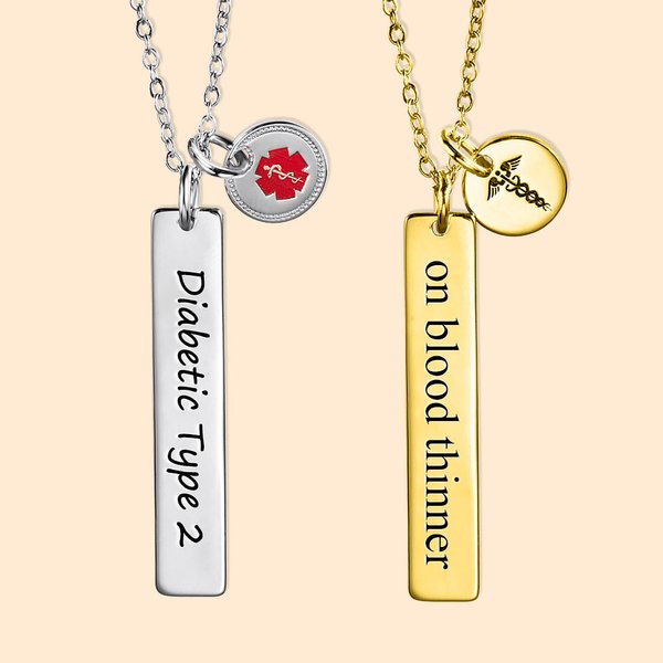 Collana di allarme medico di emergenza incisa personalizzata Regalo per amici di famiglia