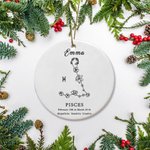 Personalized Birth Flower and Constellation Ceramic Ornament
