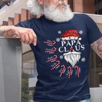 Personalisiertes Papa Claus Weihnachtsshirt mit Zuckerstange und Namen