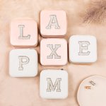 Lettre personnalisée avec perles Boîte à bijoux en cuir pour femmes filles