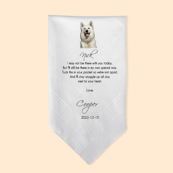 Personalized Wedding Handkerchief From Your Dog Cat Pet Gift for the Groom Bride