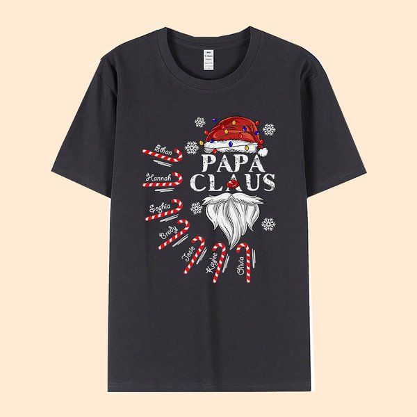 Personalisiertes Papa Claus Weihnachtsshirt mit Zuckerstange und Namen
