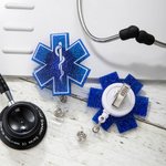 Personlig Glitter EMS Star of Life US Flag Badge Set Present för EMTs Paramedics First Responders