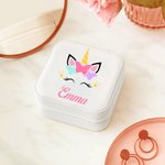 Boîte à bijoux personnalisée en cuir PU avec licorne et sirène fantaisie