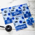 Personlig Glitter EMS Star of Life US Flag Badge Set Present för EMTs Paramedics First Responders