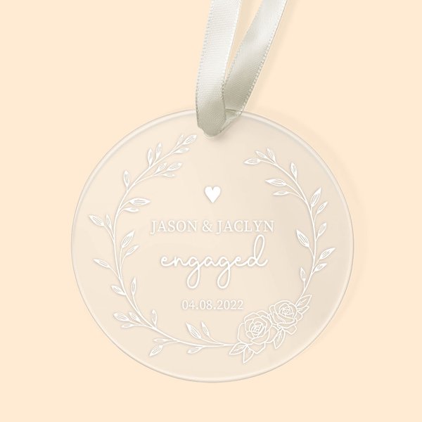 Gepersonaliseerd Kerst Herdenkings Ornament voor Paar Huwelijk Verloving Getrouwd Cadeau