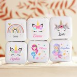 Boîte à bijoux personnalisée en cuir PU avec licorne et sirène fantaisie