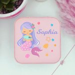 Boîte à bijoux personnalisée en cuir PU avec licorne et sirène fantaisie