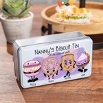Personalized Food Grade Metal Pink Characters Biscuit Tin with Name Birthday Gift for Family