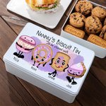 Personalized Food Grade Metal Pink Characters Biscuit Tin with Name Birthday Gift for Family