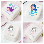 Boîte à bijoux personnalisée en cuir PU avec licorne et sirène fantaisie