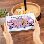 Personalized Food Grade Metal Pink Characters Biscuit Tin with Name Birthday Gift for Family