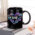 Mug en Céramique Personnalisé avec Nom de Papillon en Coeur Cadeau d'Anniversaire Fête des Mères pour Grand-mère