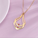 Personalized Engagement Ring Holder Birthstones and Name Necklace for Women Gift