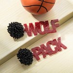 Personalisierte Perlen Pom Poms Ohrringe mit Glitter Letter Anhänger Game Day Team Geschenk für Cheerleader Football Fan Sport Mom