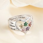 Personlig Grandma's Garden Birthstone Flower Family Ring med graverade namn Födelsedag Mors dag Present till mormor mor