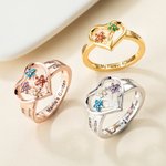 Personlig Grandma's Garden Birthstone Flower Family Ring med graverade namn Födelsedag Mors dag Present till mormor mor