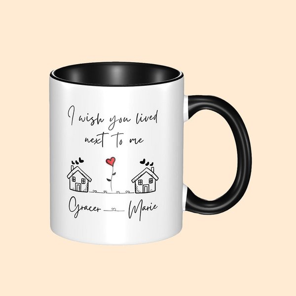Personalised I Wish You Lived Next To Me Long Distance Mug with Name Gift for Friend Lover Neighbor Valentine's Day Housewarming Christmas