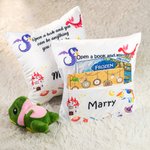 Personalized Reading Pocket Throw Pillow Cushion Cover with Kid Name Nursery Decor