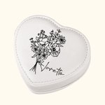 Personalised Birth Flower Bouquet Heart Shape PU Leather Jewellery Box