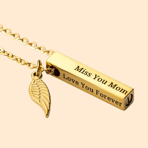 Personalizado grabado Bar Urna Cenizas Memorial Collar con Texto Cremación Joyería Keepsake Regalo para Mujeres Pérdida de Mascotas