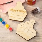 Personalised Set of 4 Svg Laser Birthday Cake Card Holder DIY Shopping Card  with 12 Paints 2 Pens