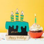 Personalised Set of 4 Svg Laser Birthday Cake Card Holder DIY Shopping Card  with 12 Paints 2 Pens
