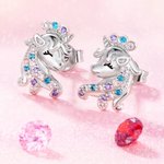 Personalisierte Name Fantasy Einhorn Halskette Ohrstecker Armband Schmuck Set