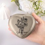 Personalised Birth Flower Bouquet Heart Shape PU Leather Jewellery Box