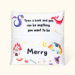 Personalized Reading Pocket Throw Pillow Cushion Cover with Kid Name Nursery Decor