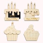Personalised Set of 4 Svg Laser Birthday Cake Card Holder DIY Shopping Card  with 12 Paints 2 Pens