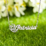 Collier Personnalisé avec Papillon de Naissance et Prénom Bijou Argent ou Laiton Cadeau Anniversaire Fête pour Femme