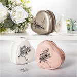 Personalised Birth Flower Bouquet Heart Shape PU Leather Jewellery Box