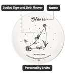Personalised Birth Flower with Zodiac Sign Floral Ring Jewellery Dish Gift for Her