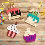 Personalised Set of 4 Svg Laser Birthday Cake Card Holder DIY Shopping Card  with 12 Paints 2 Pens