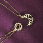 Paire de Pendentifs Personnalisés avec Photo de Projection Collier en Argent Soleil et Lune Cadeau St-Valentin pour Couple