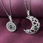 Paire de Pendentifs Personnalisés avec Photo de Projection Collier en Argent Soleil et Lune Cadeau St-Valentin pour Couple