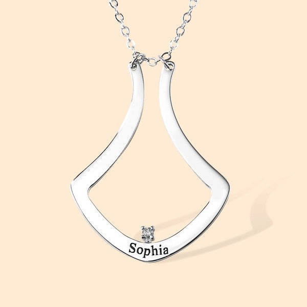 Gepersonaliseerde Ringhouder Ketting met Geboortesteen en Naam