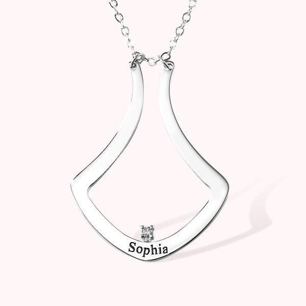 Personalized Ring Holder Necklace with Birthstone and Name