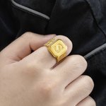 Personalized Engraved Initial Men's Signet Ring Watchband Pinky Ring Father's Day Birthday Anniversary Gift for Him