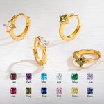 Gepersonaliseerde Minimalistische Geboortesteen Oorbellen Diamant Hoops 925 Sterling Zilver