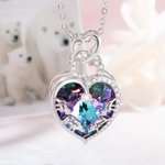 Personalised Mama Baby Bear Necklace with Engraved Names Hearts Pendant Jewellery Adorned with Crystal Birthday Gift for Woman