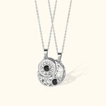 Paire de Pendentifs Personnalisés avec Photo de Projection Collier en Argent Soleil et Lune Cadeau St-Valentin pour Couple