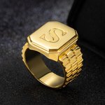 Personalized Engraved Initial Men's Signet Ring Watchband Pinky Ring Father's Day Birthday Anniversary Gift for Him