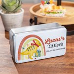 Personalized Fantasy Unicorn or Dinosaur Rainbow Metal Biscuit Tin
