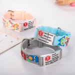 Personalisierte Dinosaurier Fantasy Einhorn Schmetterling Fahrzeug einstellbare Silikon medizinische Alarm-ID-Armband mit eingraviertem Text Notfall Geschenk für Kinder